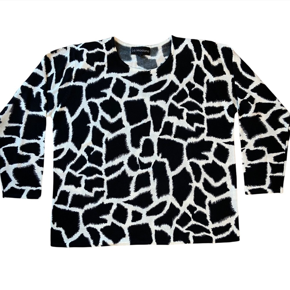 La Madona Vintage Women’s Black White Pullover Sweater XL